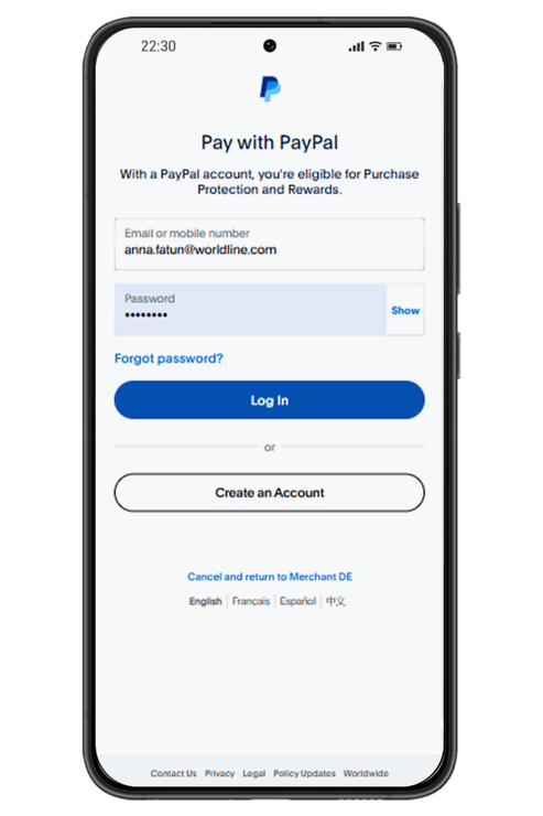 PayPal login