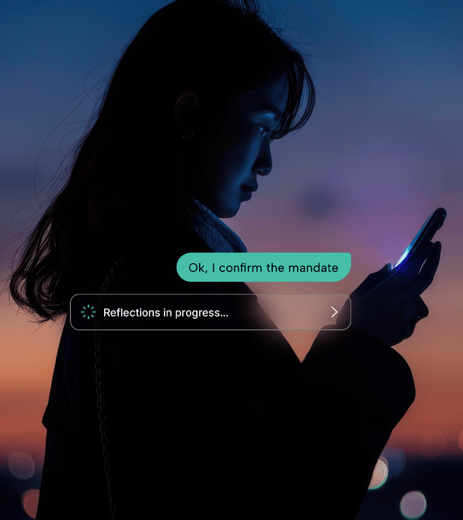 Person confirmimg a mandate using agentic commerce