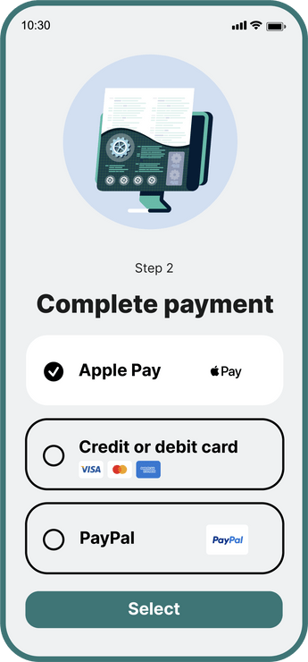 Complete payment app interface