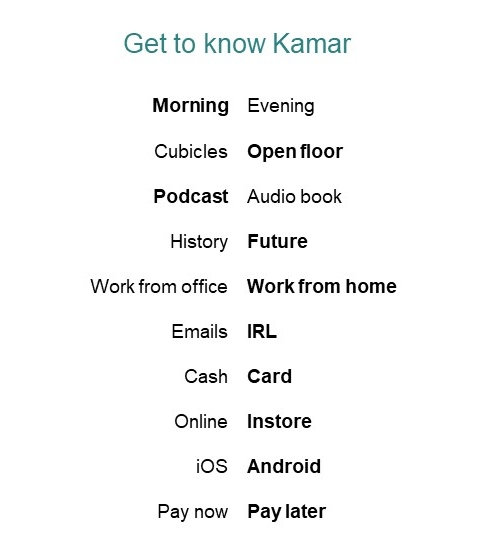 Get to know Kamar