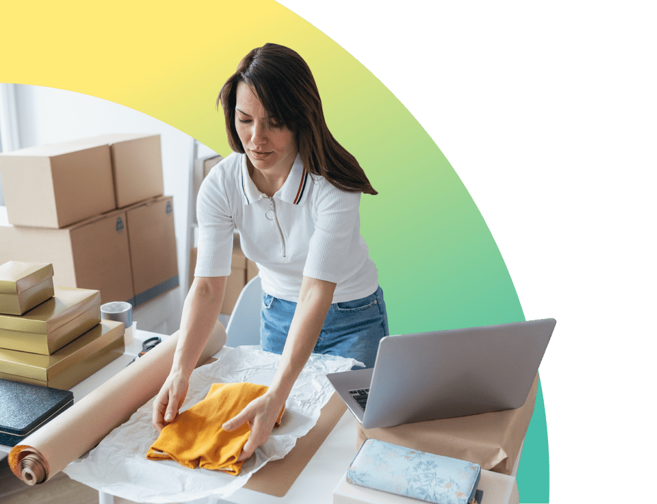 young woman are preparing a package for delivery to clients