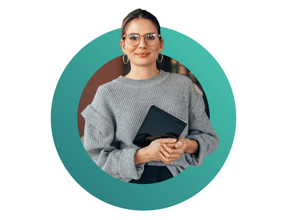business woman holding a tablet for open banking api providers