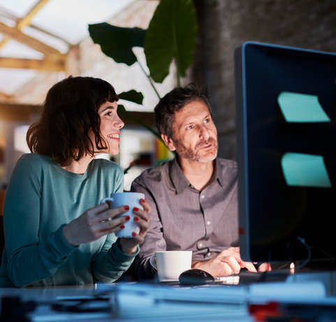 Two colleagues working together.
