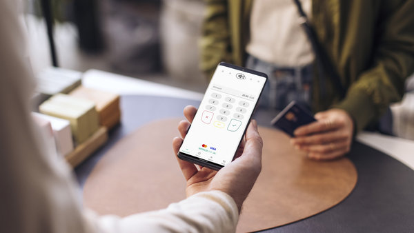 person making a mobile payment