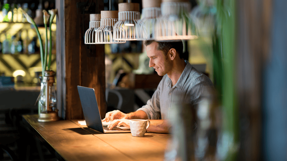 Man using his laptop