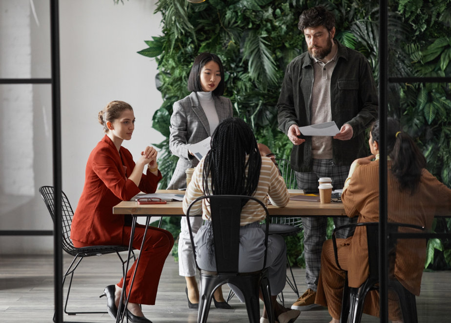 colleagues brainstorming in the workplace