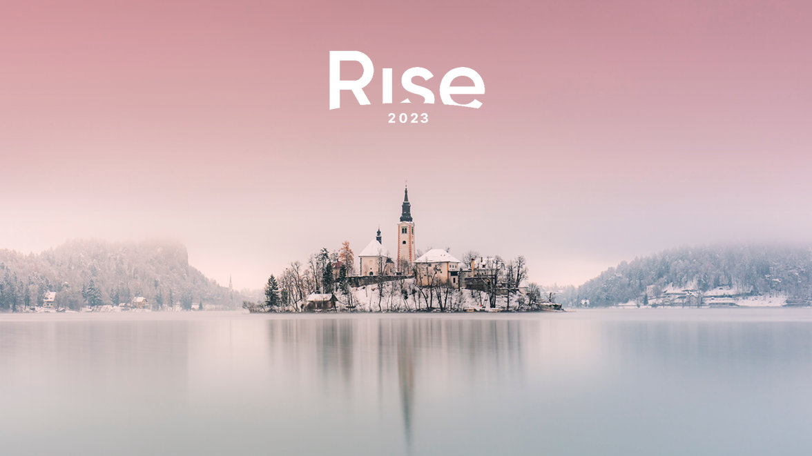 Aerial view of Bled, Slovenia at rise 2023