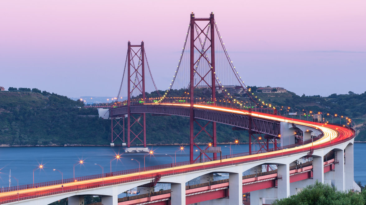 lisbon bridge at the sunset