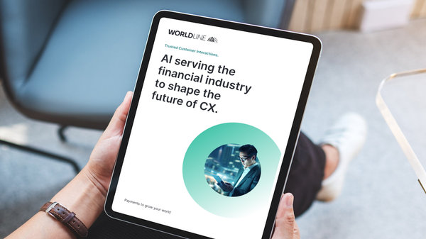 white paper AI serving the financial industry to shape the future of CX on a tablet