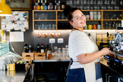 Woman working in a coffee shop