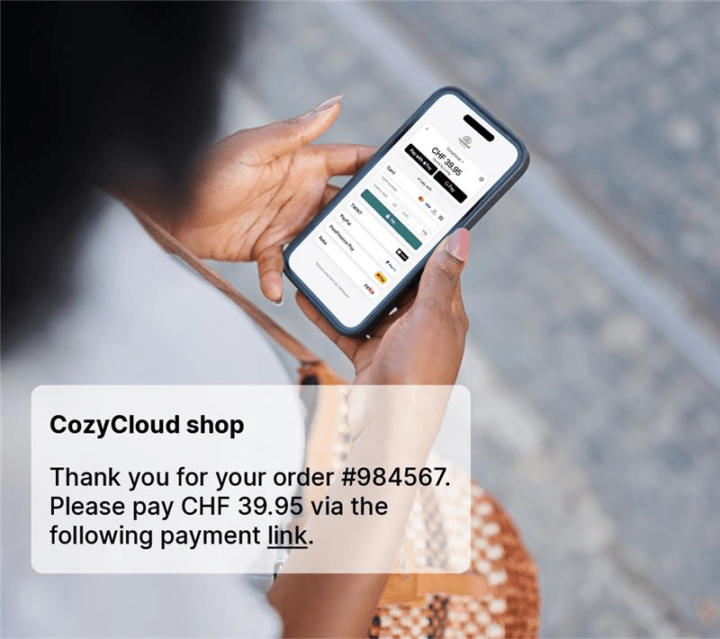 Smartphone screen showing a Pay by Link payment example