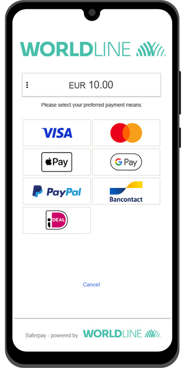 QR Payments Payment Methods Screen
