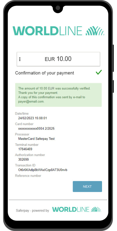 QR Payments Payment Confirmation