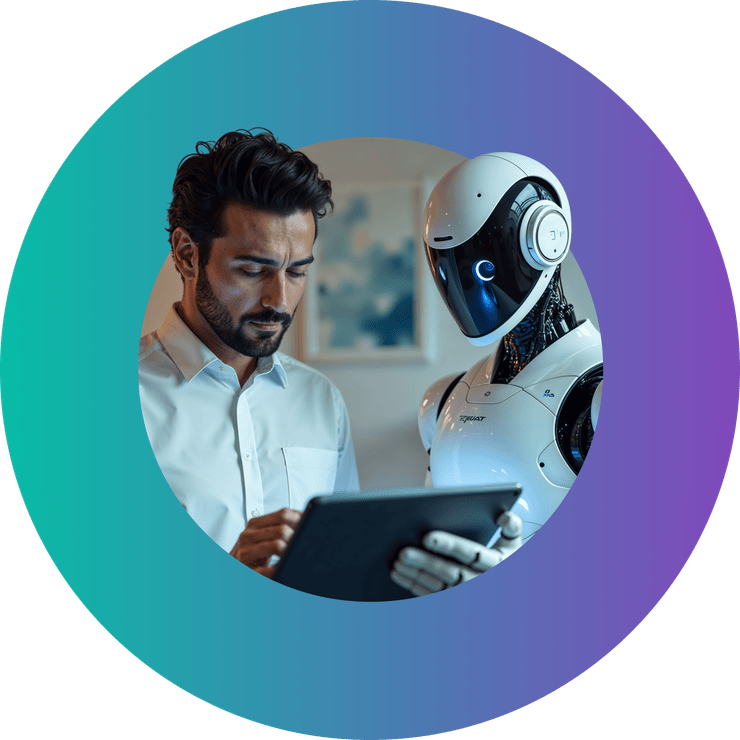 Illustration IA et automatisation des interactions client dans les solutions CX Suite