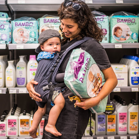 Woman with child in the store
