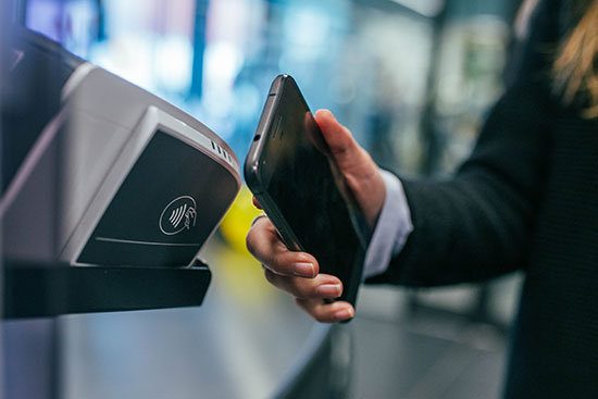 Customer making payment via mobile